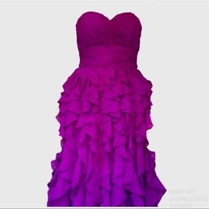 Strapless Purple Ruffle Dalia Macphee Gown